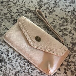 Maurices Cream Leather Wristlet